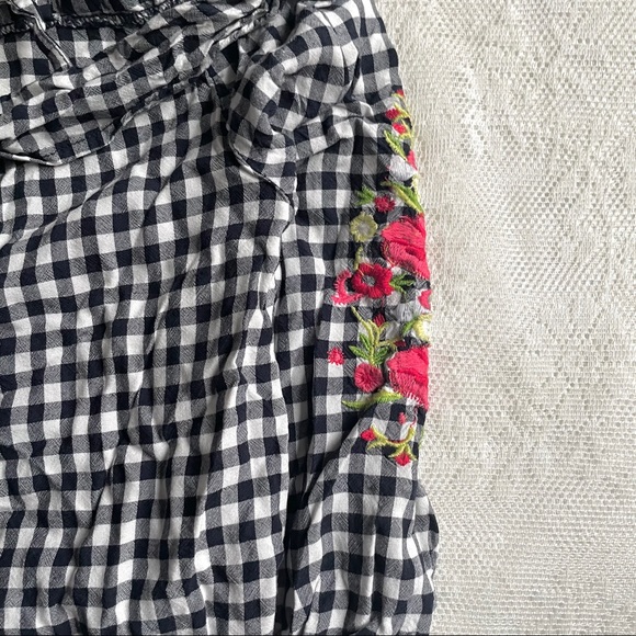 Off-Shoulder Girls Short  Top Plaid Black Size 7 - Picture 7 of 8